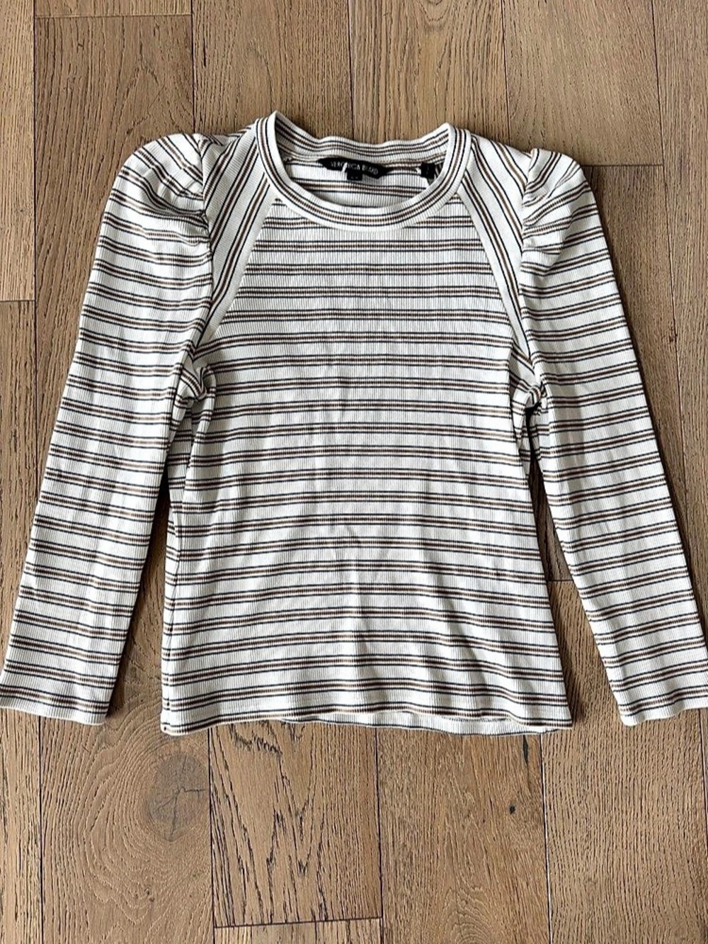 Veronica Beard Puff Sleeve Striped Top Medium